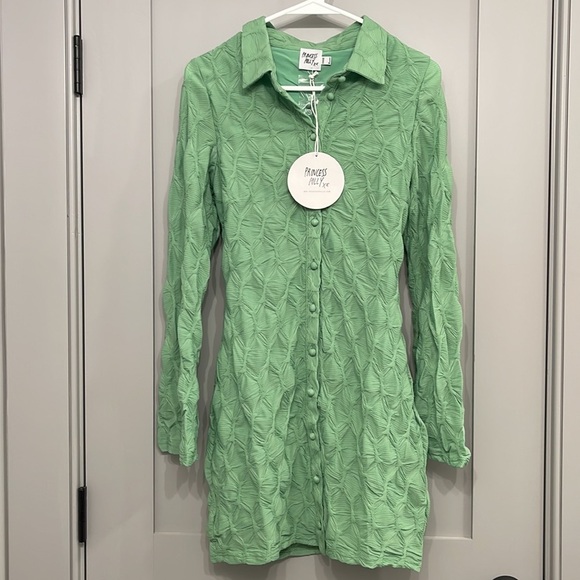 NWT Princess Polly Calvert Long Sleeve Mini Dress Green 4 6 - Picture 7 of 14
